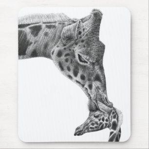 Tapis De Souris Girafe et veau Mousepad