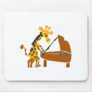 Tapis De Souris Girafe idiote jouant le piano
