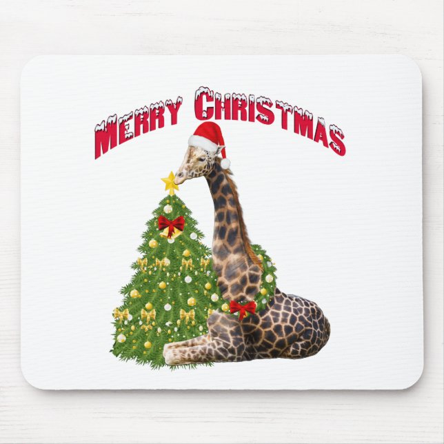 Tapis De Souris Giraffe de Noël (Devant)