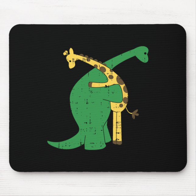 Tapis De Souris Giraffe Dinosaur Hug Love Dino Animaux Safari Hall (Devant)