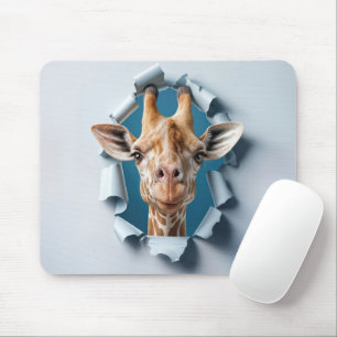 Tapis De Souris Giraffe émergée d'un trou de papier