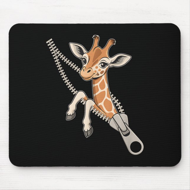 Tapis De Souris Giraffe Émergente D'Un Zipper (Devant)