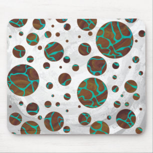 Tapis De Souris Giraffe Impression Brown et Turquoise