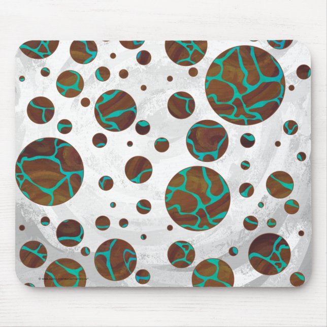 Tapis De Souris Giraffe Impression Brown et Turquoise (Devant)