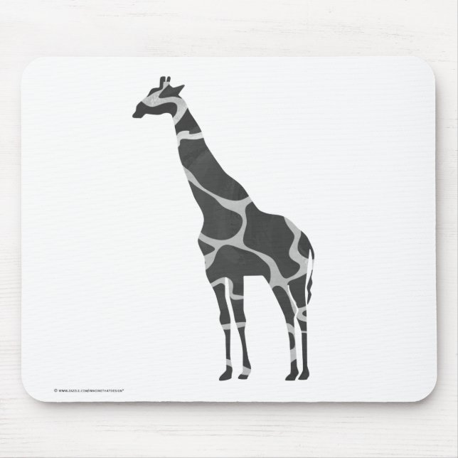 Tapis De Souris Giraffe Silhoutte noir et gris (Devant)