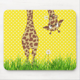 Tapis De Souris Giraffe Sur Pois Avec Maisonnerie