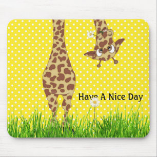 Tapis De Souris Giraffe Sur Pois Avec Maisonnerie