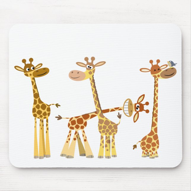 Tapis De Souris Giraffes de dessin : Le troupeau mousepad (Devant)