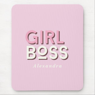 Tapis De Souris Girl Boss Retro Minimal Pink 