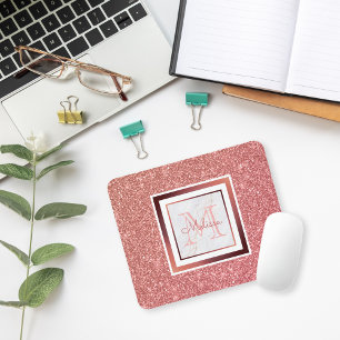 Tapis De Souris Girl Faux Rose Gold Parties scintillant Nom du mon