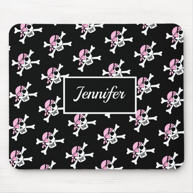 Tapis De Souris Girl Pirate Skull and Crossbones Mouse Pad (Devant)