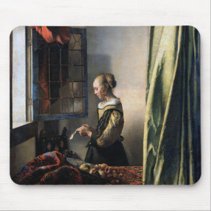 Tapis De Souris Girl Reading a Letter à Open Window, Vermeer