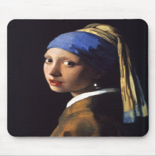 Tapis De Souris Girl with a pearl earring. By Johannes Vermeer