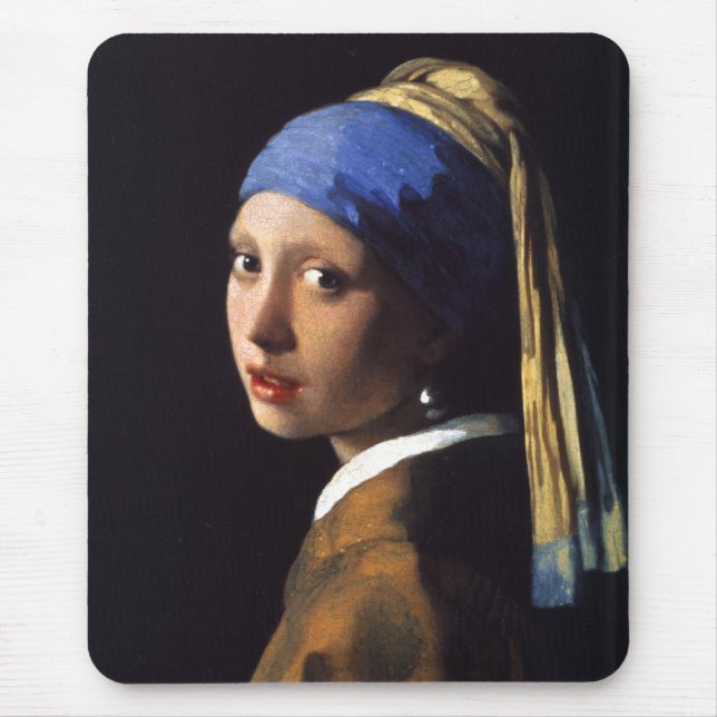 Tapis De Souris Girl with a pearl earring. By Johannes Vermeer (Devant)