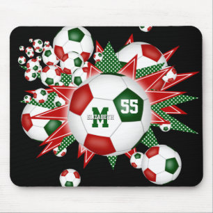 Tapis De Souris girls red green black soccer ball blowout