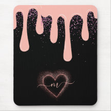 Girly Blush Rose Foncé Peinture Dégoulinante Paill