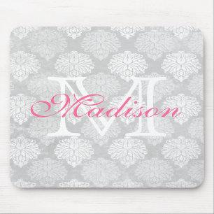 Tapis de souris Girly de nom de monogramme