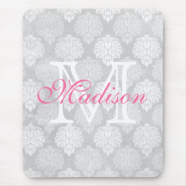 Tapis de souris Girly de nom de monogramme (Devant)