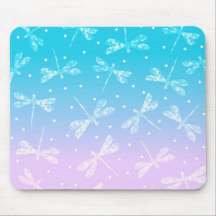 Tapis De Souris Girly modern blush pink aqua ombre dragonflies