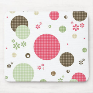 Tapis De Souris Girly Rose En vichy Cercles Motifs mignonnes margu