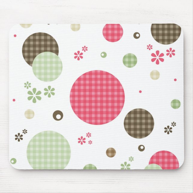 Tapis De Souris Girly Rose En vichy Cercles Motifs mignonnes margu (Devant)