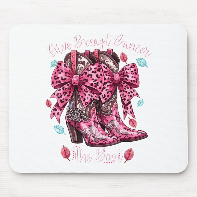 Tapis De Souris Give Breast Cancer The Boot Nk Cowgirl Western Tee (Devant)