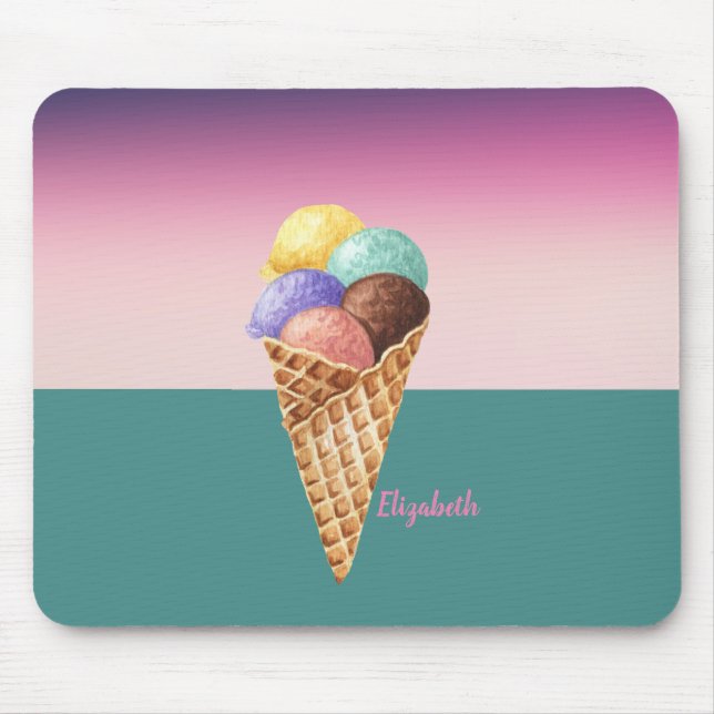 Tapis De Souris Glace aquarelle colorée Cool   (Devant)