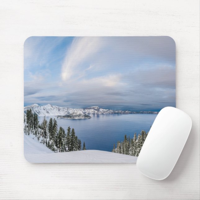 Tapis De Souris Glace et neige | Crater Lake Oregon (Avec souris)