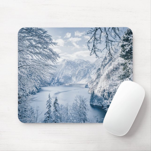 Tapis De Souris Glace et neige | Lac Königssee, Allemagne (Avec souris)