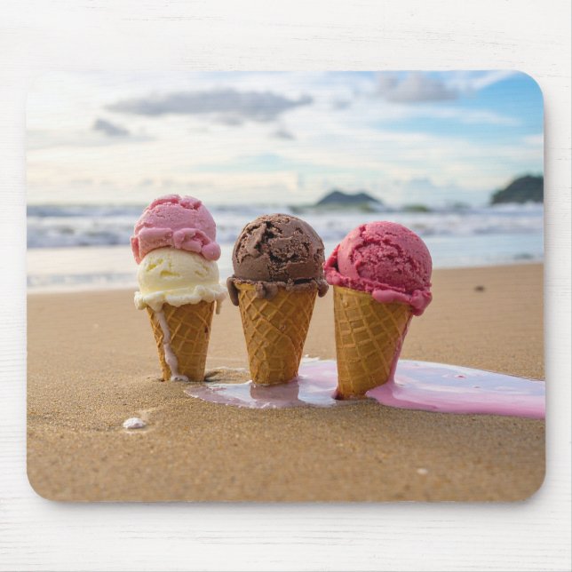Tapis De Souris Glaces sur une plage  (Devant)