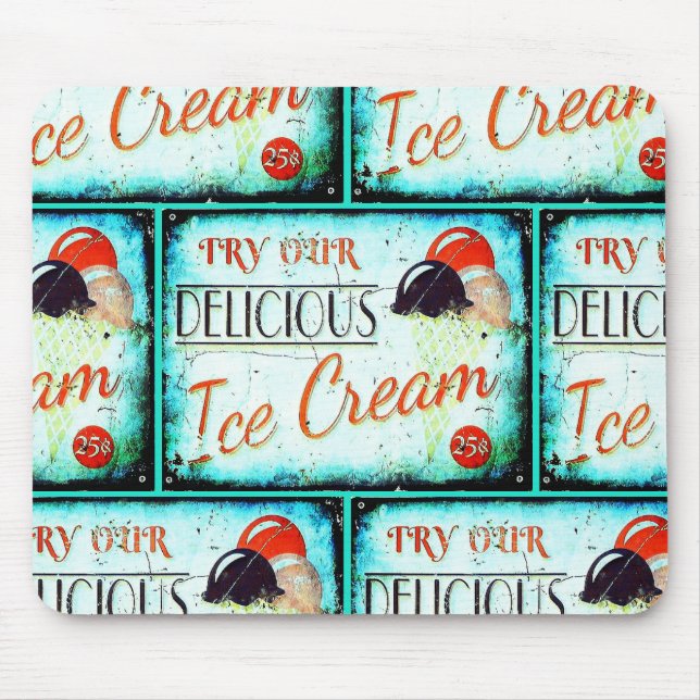 Tapis De Souris glacier vintage signe turquoise nostalgique (Devant)