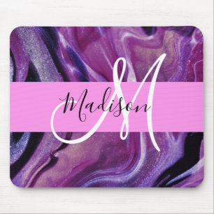 Tapis De Souris Glam Abstrait Purple Shimmer Texture Pink Monogram