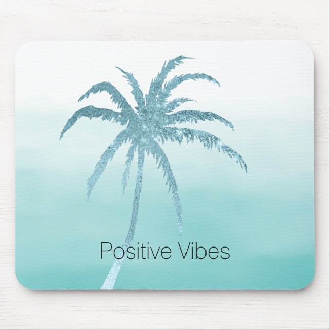 Tapis De Souris Glam Aqua Tropical Palm Tree Ombre (Devant)