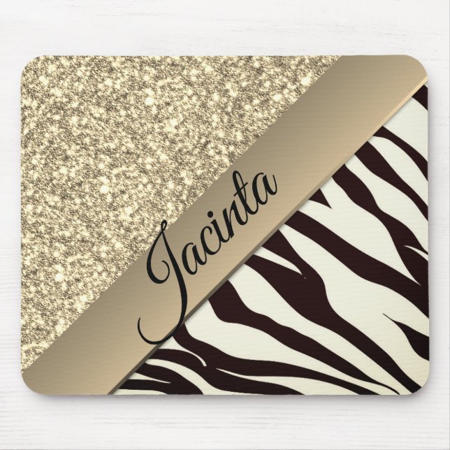 Tapis De Souris Glam d'or Zebra Exotic (Devant)
