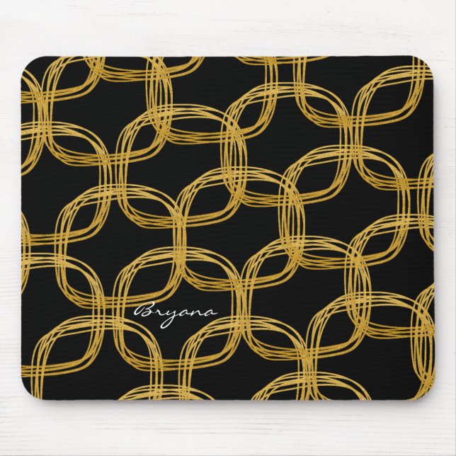 Tapis de souris Glam Moderne Cercle Feuille d'Or (Devant)