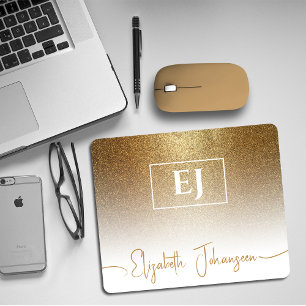 Tapis De Souris Glam Parties scintillant or monogrammed élégant ét