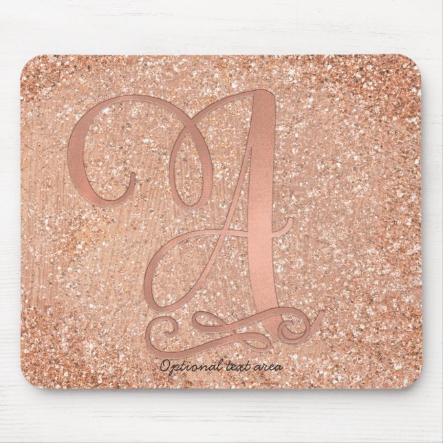 Tapis De Souris Glam rose gold personnalisé lettre initiale nom A (Devant)
