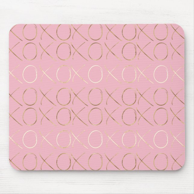 Tapis De Souris Glam XOXO pour fille rose or (Devant)