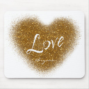 Tapis de souris Glamour Cœur LOVE Paillettes dorée