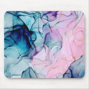 Tapis De Souris Glamour Moderne Encre Violet Rose Turquoise Éthéré
