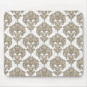 Tapis De Souris Glamour rustique toile de jute damassé royal chic