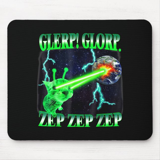 Tapis De Souris Glerp Glorp Funny Alien Cat Meme Gnarp Cat Silly A (Devant)