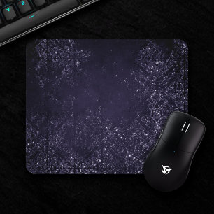 Tapis De Souris Glimmery Indigo Grunge   Midnight Purple Damask