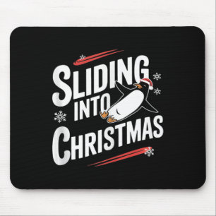 Tapis De Souris Glisser dans Noël - Drôle Pingouin Noël