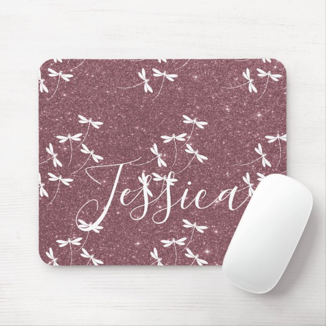 Tapis De Souris Glitter and dragonflies personalized  (Avec souris)