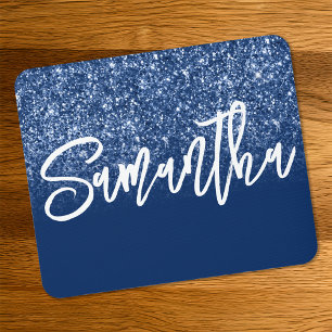 Tapis De Souris Glitter Ombre Personnalisé Bleu Nuit de Luxe