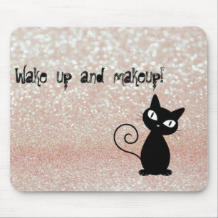 Tapis De Souris Glitterie Whimsical Black Cat-Réveillez-vous et ma