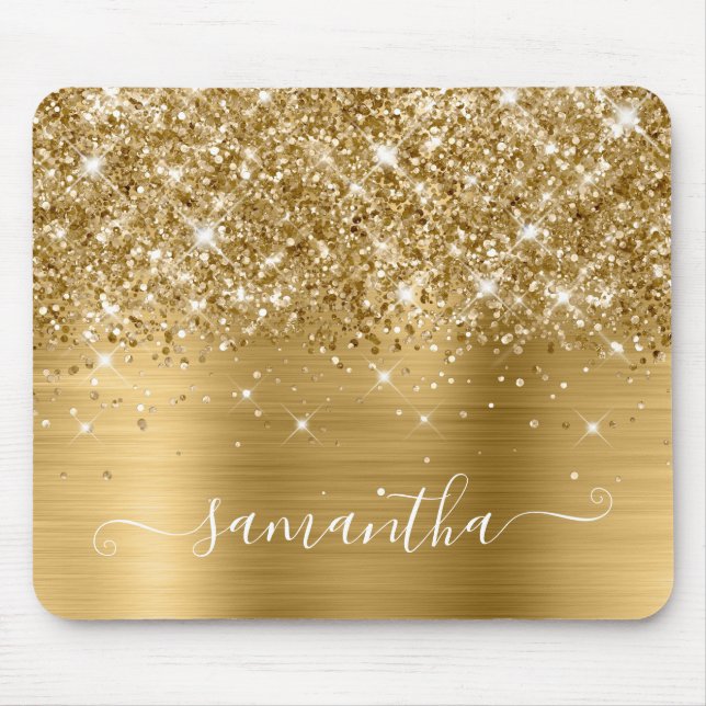 Tapis De Souris Glittery Gold Girl Signature Calligraphie (Devant)