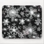Tapis De Souris Glittery silver festive snowflake pattern<br><div class="desc">Festive elegant holiday mouse pad! Glittery silver snowflake pattern - background color is customizable- design is transferable!</div>