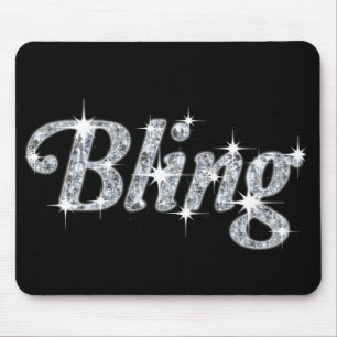 Tapis De Souris Glitz & Glam Faux Diamond Bling Design Noir